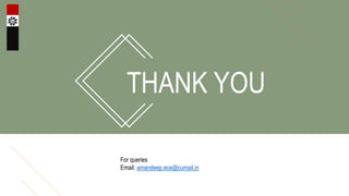 THANK YOU
For queries
Email: amandeep.ece@cumail.in
 
