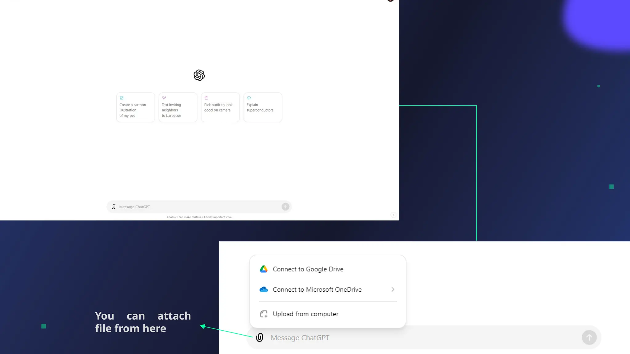 You can attach
file from here