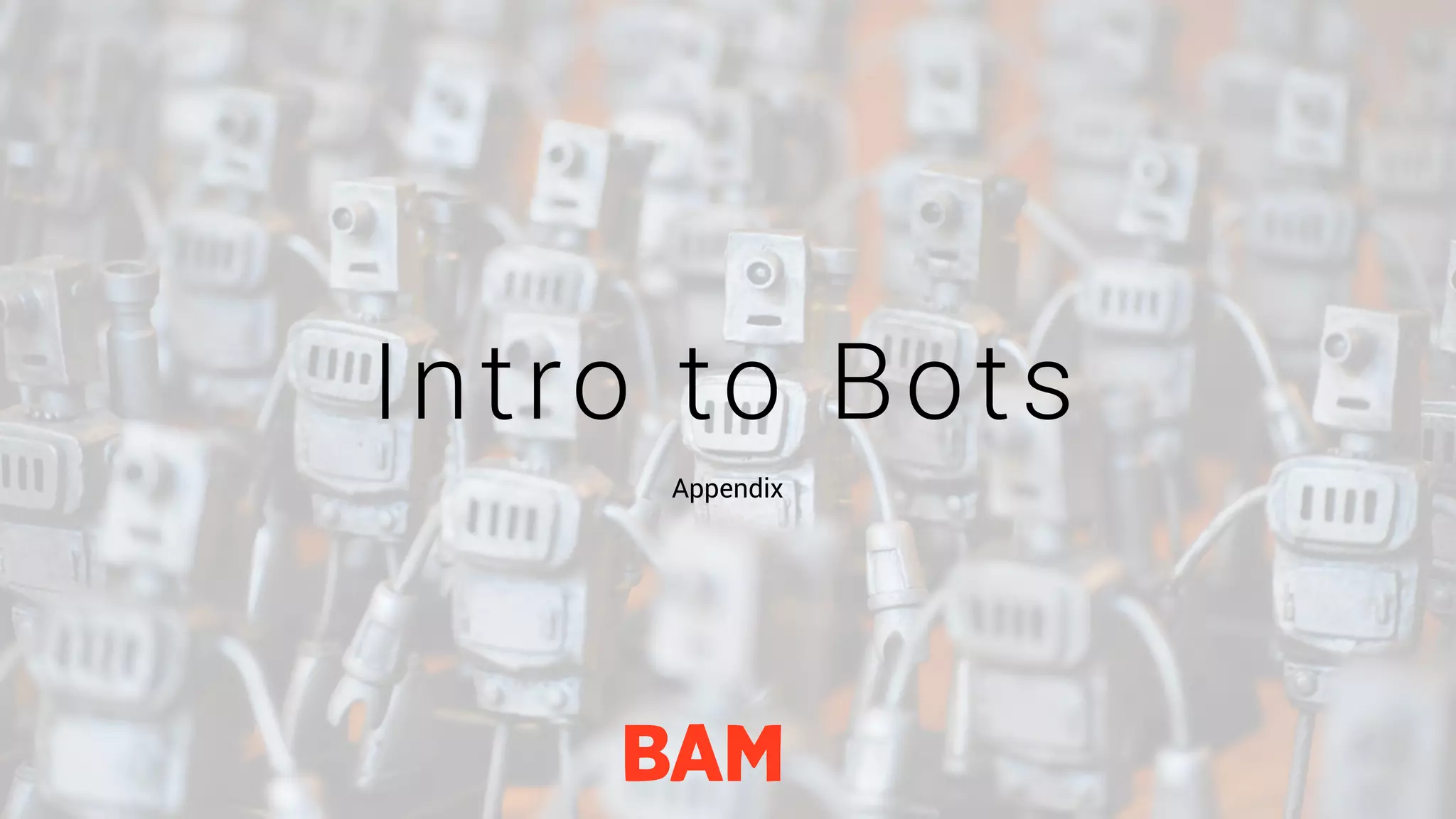 Who Are We?
Intro to Bots
Appendix
 