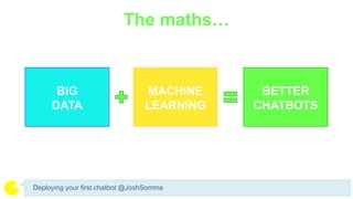 BIG
DATA
MACHINE
LEARNING
BETTER
CHATBOTS
The maths…
Deploying your first chatbot @JoshSomma
 
