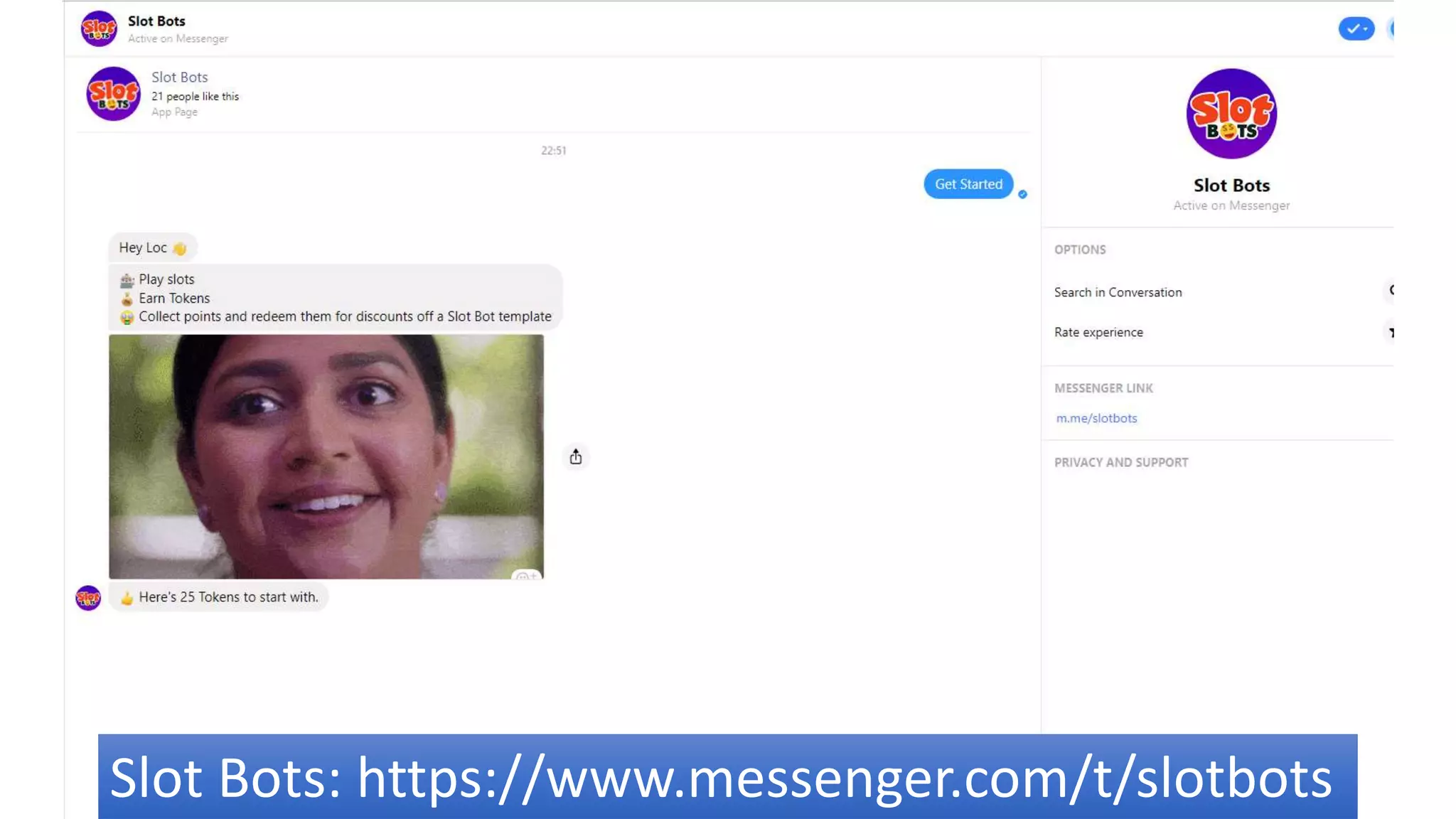 Slot Bots: https://www.messenger.com/t/slotbots
 