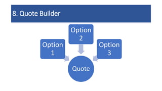 8. Quote Builder
Quote
Option
1
Option
2
Option
3
 