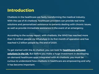 The Role of Chatbots in the Healthcare Industry | PDF