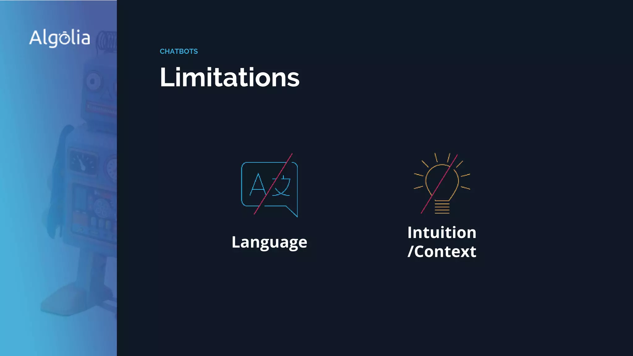 Language
Limitations
CHATBOTS
Intuition
/Context