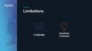 Language
Limitations
CHATBOTS
Intuition
/Context
 