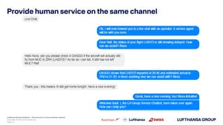 Provide human service on the same channel
December 2018, Ivonne Engemann
Lufthansa Group Chatbots – The journey to a new c...