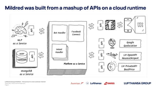 Mildred was built from a mashup of APIs on a cloud runtime
December 2018, Ivonne Engemann
Lufthansa Group Chatbots – The j...