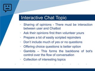 Topic Based Chat Building Your First Chatbot - A Beginner's guide | PDF