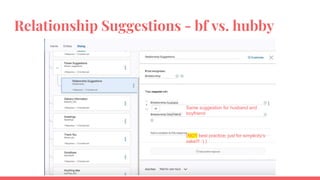 Relationship Suggestions - bf vs. hubby
Same suggestion for husband and
boyfriend
(NOT best practice; just for simplicity’s
sake!!! :) )
 