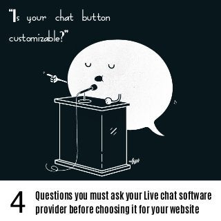 “Is your chat button
customizable?”
Questions you must ask your Live chat software
provider before choosing it for your website4
 