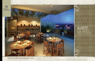 aarte
debem
receber.
CHATEAUGRILL(VARANDACOMCHURRASQUEIRAACARVÃO)
INTEGRAÇÃOCOMPISCINAADULTO,ESPAÇOGOURMETEMIRANTE.ENTREGUECOMMÓVEISDEPRIMEIRAQUALIDADE.
Perspectiva artística da varanda com churrasqueira. Imagem ilustrativa. Os itens de mobília, decoração e acabamento serão entregues conforme o memorial descritivo. A locação de elementos
estruturais pode variar de acordo com exigências técnicas. A vegetação será entregue conforme o projeto de paisagismo. As espécies poderão apresentar variação de porte e floração.
//LAZER28
 