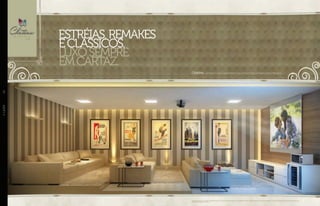 estréias,remakes
eclássicos.
luxosempre
emcartaz.
Perspectiva artística do cinema. Imagem ilustrativa. Os itens de mobília, decoração e acabamento serão entregues conforme o memorial descritivo. A locação de elementos estruturais pode variar de
acordo com exigências técnicas.
cinema-ENTREGUECOMEQUIPAMENTOSDEÁUDIOEVÍDEO,MICROONDASEFRIGOBAR.
//LAZER34
 