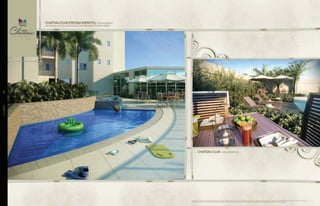 Perspectivas artísticas da piscina infantil e do deck privativo. Imagens ilustrativas. Os itens de mobília, decoração e acabamento serão entregues conforme o memorial descritivo. A locação de elementos estruturais
pode variar de acordo com as exigências técnicas. A vegetação será entregue conforme o projeto de paisagismo. As espécies poderão apresentar variação de porte e floração.
//LAZER46
chateauclub(PISCINAINFANTIL)-INDEPENDENTE
DAPISCINAADULTO,AQUECIDAECOMTRATAMENTOPOROZÔNIO.
chateauclub-(DECKPRIVATIVO)
 