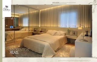 APOSENTOS
REAIS.
Perspectiva artística do suíte master dos aptos. da Torre Boulevard. Sugestão de layout e decoração com móveis e objetos não fazendo parte do contrato. Equipamentos e acabamentos serão entregues
conforme memorial descritivo. A locação de elementos estruturais pode variar de acordo com exigências técnicas. *Banheira correspondente apenas ao banho master da Torre Parc.
SUÍTECHATEAU-SuíteMastercomCloseteBanhocomBanheira
dehidromassagem.Sugestãodepersonalização.*
//APARTAMENTO78
 