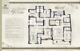 //DUPLEX122
Apartamento 4 suítes do 31o
ao 32o
pavimento da Torrre Parc. Sugestão de layout e decoração com móveis e objetos não fazendo parte do contrato. Equipamentos e acabamentos serão entregues conforme
memorial descritivo. A locação de elementos estruturais pode variar de acordo com exigências técnicas. *Conforme memorial descritivo.
461 m2*
1.	 AREJADORES DE VAZÃO EM TODAS AS TORNEIRAS DOS BANHOS,
COZINHA, VARANDA E LAVABO.
2.	 INFRAESTRUTURA PARA AR-CONDICIONADO TIPO SPLIT SUÍTES,
ESTAR / JANTAR E VARANDA.
3.	 INFRAESTRUTURA DE ASPIRAÇÃO DE PÓ
4.	 VARANDA / VARANDA GOURMET COM 52 M²
5.	 VARANDA COM BANCADA EM GRANITO COM CUBA, PONTO
ELÉTRICO PARA CHOPPEIRA, CHURRASQUEIRA À CARVÃO COM
DUTO DE EXAUSTÃO E GRELHAS.
6.	 VARANDA INTEGRADA COM ESTAR / JANTAR E COPA / COZINHA,
WC, SAUNA E PISCINA COM DECK, TOTALIZANDO 168 M² DE ÁREA
COBERTA E 60 M² DE ÁREA DESCOBERTA, NA COBERTURA DUPLEX
SUPERIOR
7.	 INFRAESTRUTURA PARA CLIMATIZAÇÃO DA PISCINA POR
TROCADOR DE CALOR. INFRAESTRUTURA PARA INSTALAÇÃO DE
FILTROS E MOTORES DA PISCINA*.
8.	 previsão para SAUNA ÚMIDA.
9.	 LAJE TÉCNICA PARA INSTALAÇÃO DA CONDENSADORA DE AR-
CONDICIONADO, EQUIPAMENTO DA ASPIRAÇÃO DE PÓ CENTRAL
E EQUIPAMENTO DO AQUECEDOR DE ACUMULAÇÃO À GÁS.
10.	 INFRAESTRUTURA PARA ÁGUA QUENTE NOS BANHOS DE TODAS
AS SUÍTES (LAVATÓRIOS E CHUVEIROS E NA BANHEIRA DO BANHO
DA SÚITE MASTER)*.
APTO.
DUPLEX TORRE PARC
PAVIMENTO INFERIOR
 