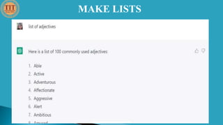 MAKE LISTS
 