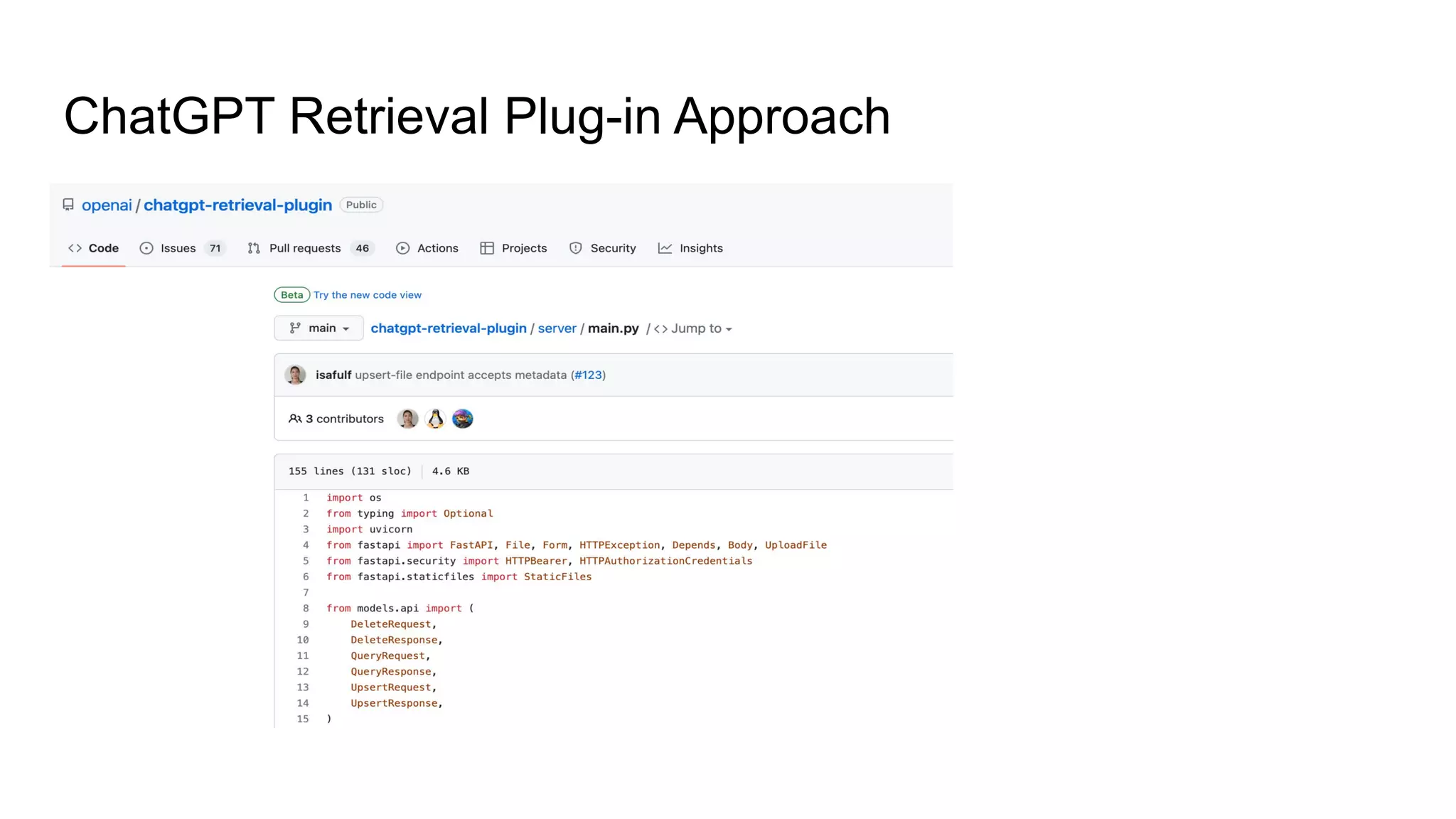 ChatGPT Retrieval Plug-in Approach
 