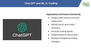 ChatGPT and Machine Learning in Trading | PDF