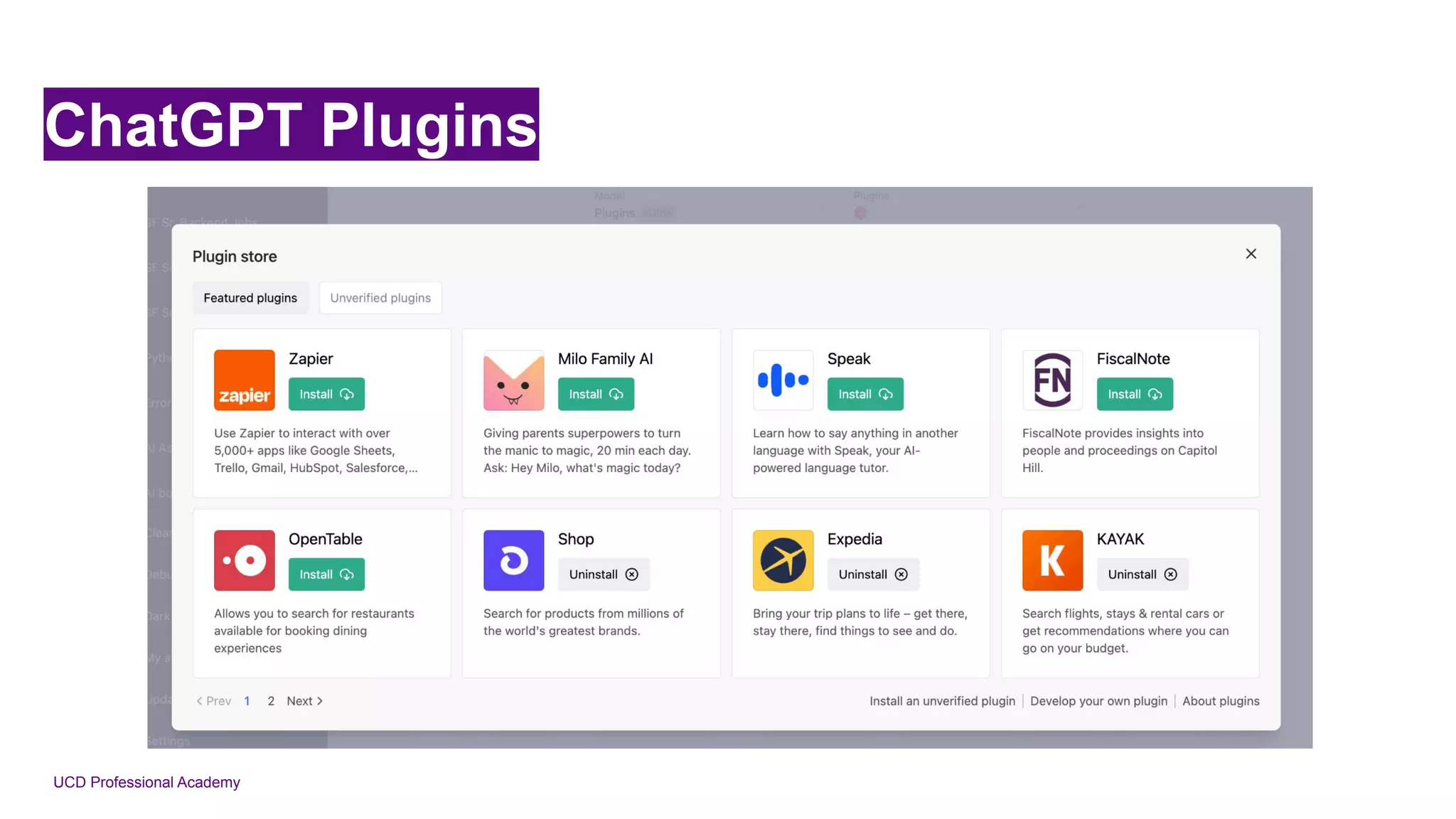UCD Professional Academy
ChatGPT Plugins
 