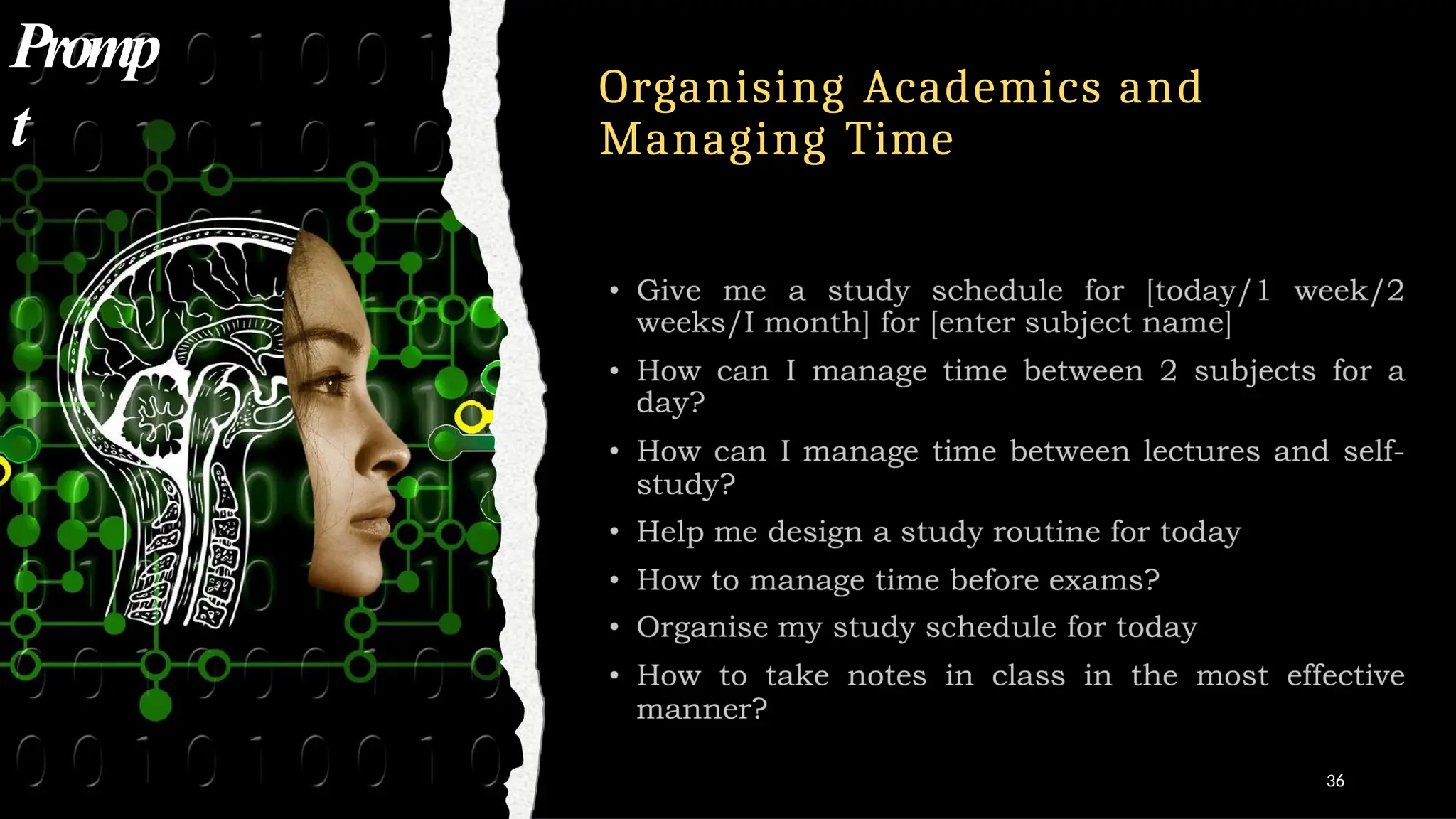 Organising Academics and
Managing Time
Promp
t
36
 