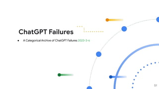 ChatGPT Failures
51
● A Categorical Archive of ChatGPT Failures 2023-3-6
 