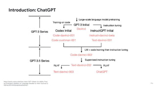 https://yaofu.notion.site/How-does-GPT-Obtain-its-Ability-Traci
ng-Emergent-Abilities-of-Language-Models-to-their-Sources-b
9a57ac0fcf74f30a1ab9e3e36fa1dc1
Introduction: ChatGPT
P 6
 