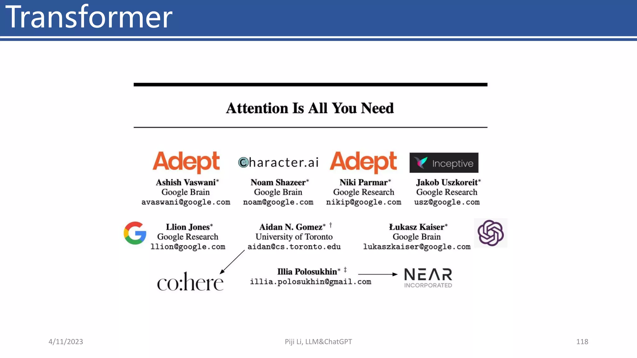 Transformer
4/11/2023 Piji Li, LLM&ChatGPT 118
 