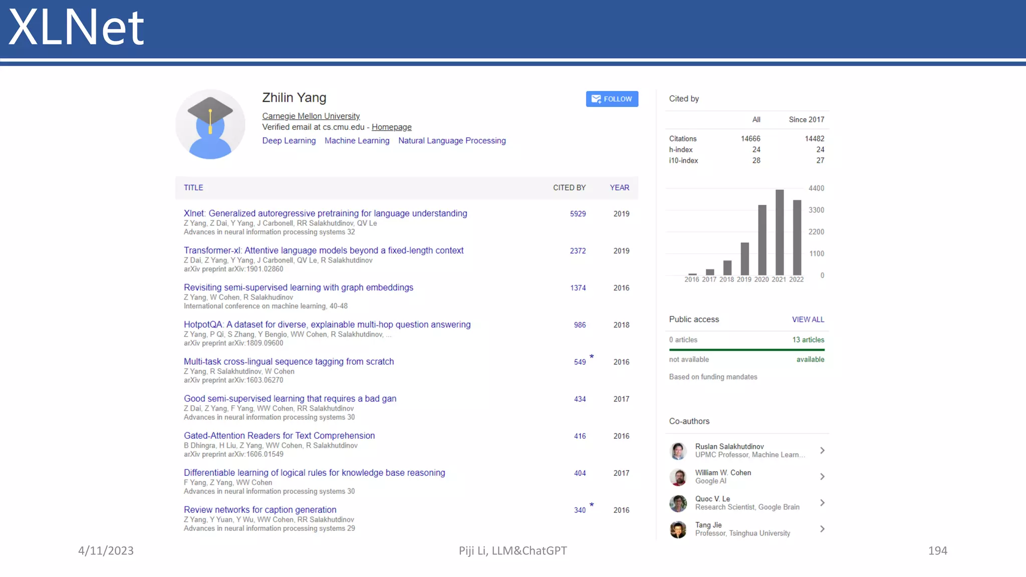 XLNet
4/11/2023 Piji Li, LLM&ChatGPT 194
 