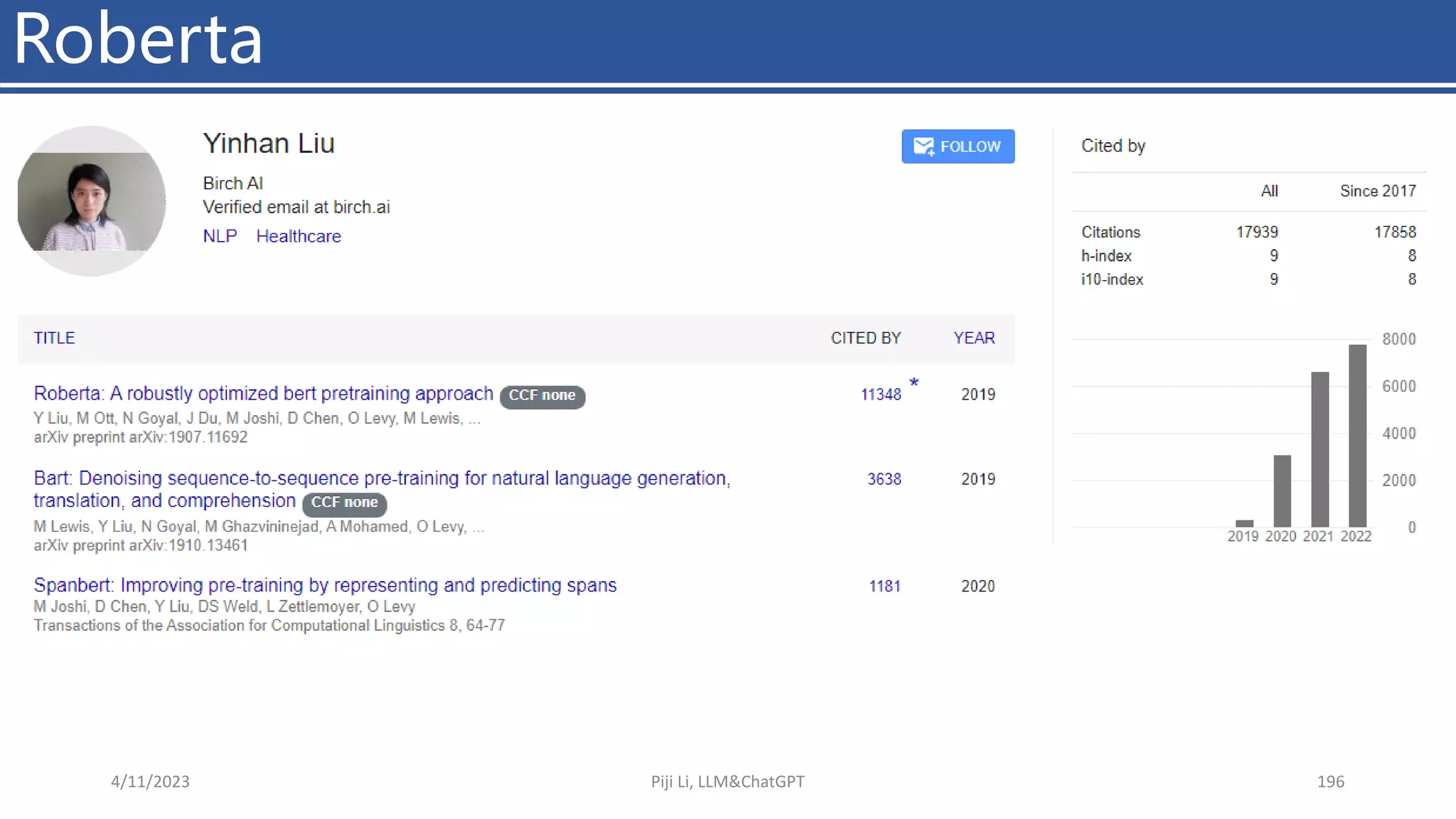 Roberta
4/11/2023 Piji Li, LLM&ChatGPT 196
 