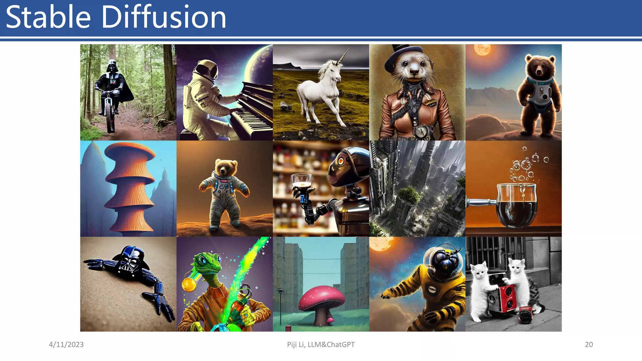 Stable Diffusion
4/11/2023 Piji Li, LLM&ChatGPT 20
 