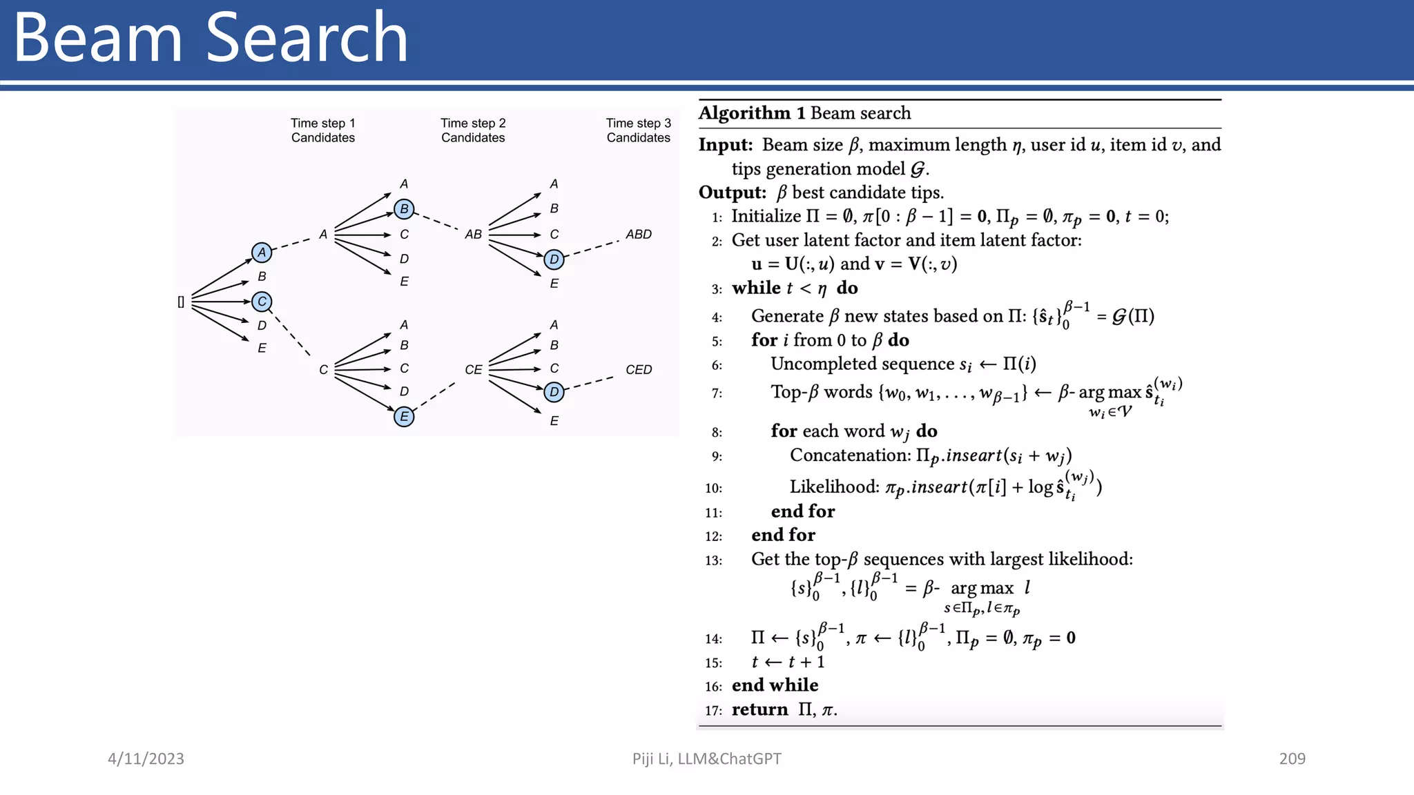 Beam Search
4/11/2023 Piji Li, LLM&ChatGPT 209
 
