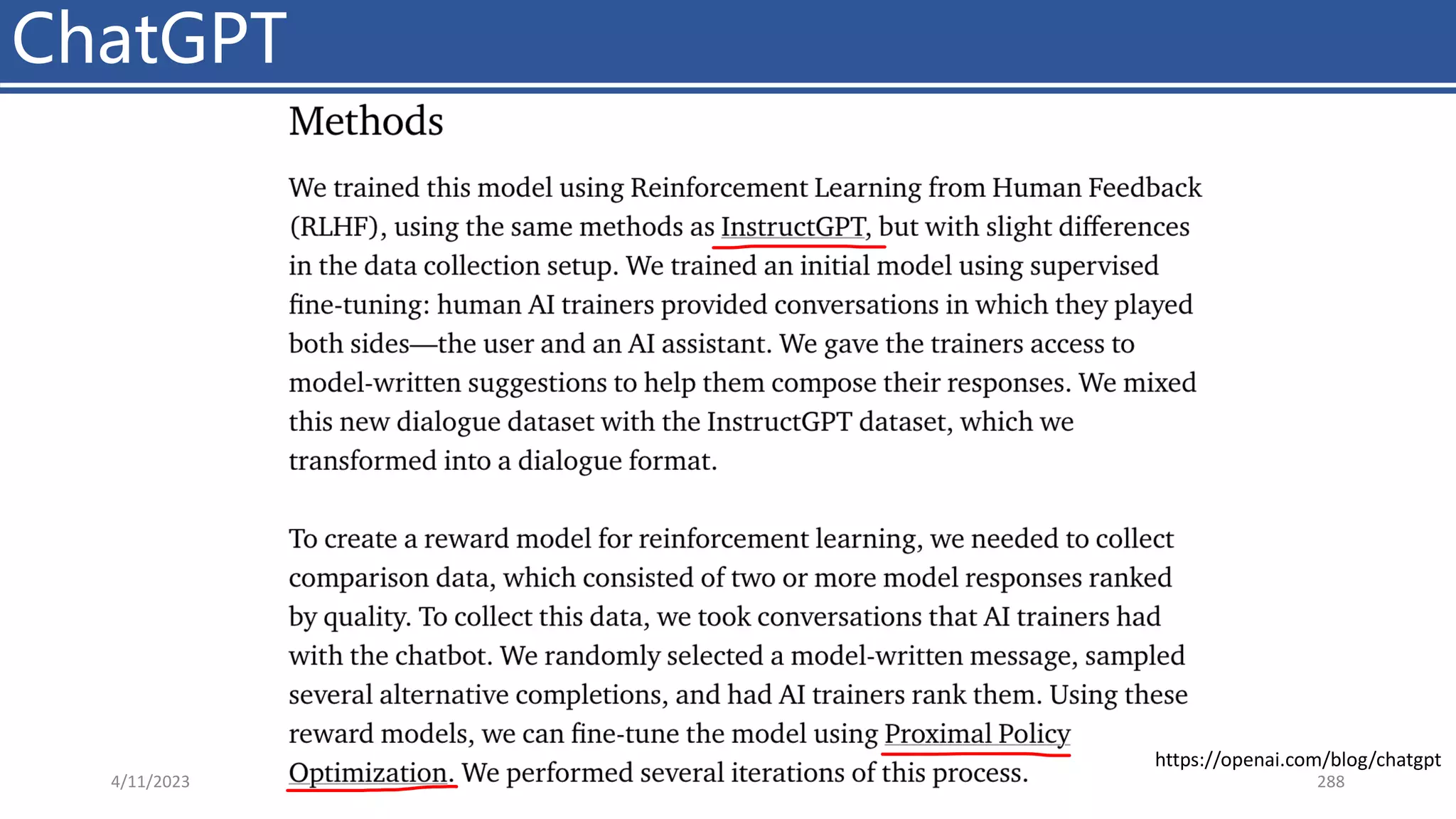 ChatGPT
4/11/2023 Piji Li, LLM&ChatGPT 288
https://openai.com/blog/chatgpt
 