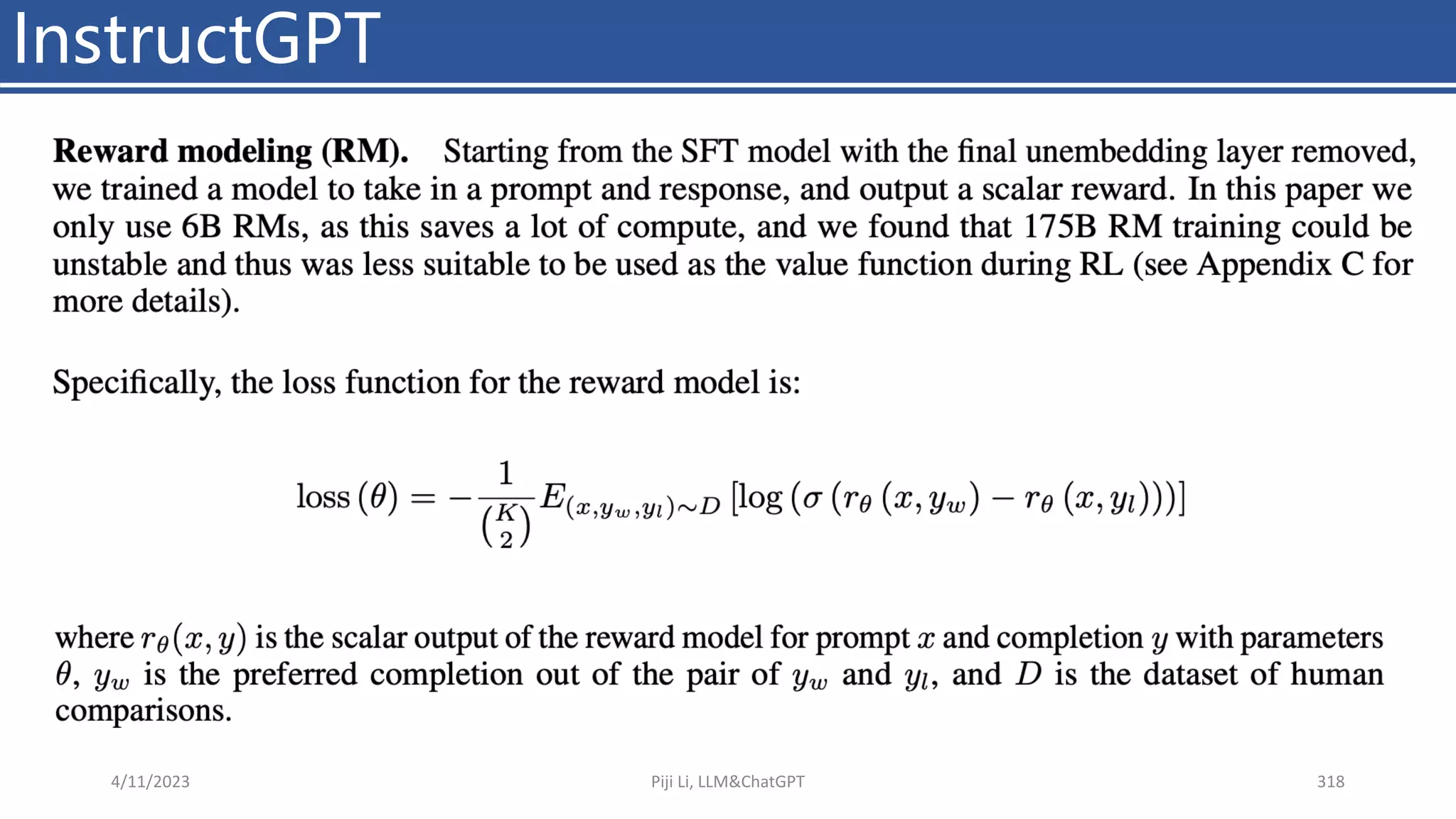 InstructGPT
4/11/2023 Piji Li, LLM&ChatGPT 318
 