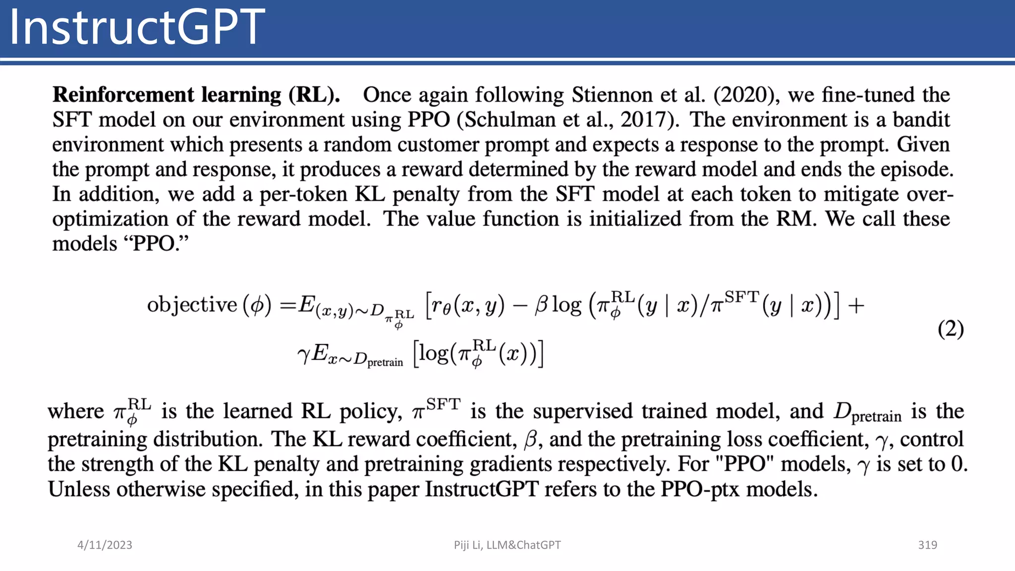 InstructGPT
4/11/2023 Piji Li, LLM&ChatGPT 319
 