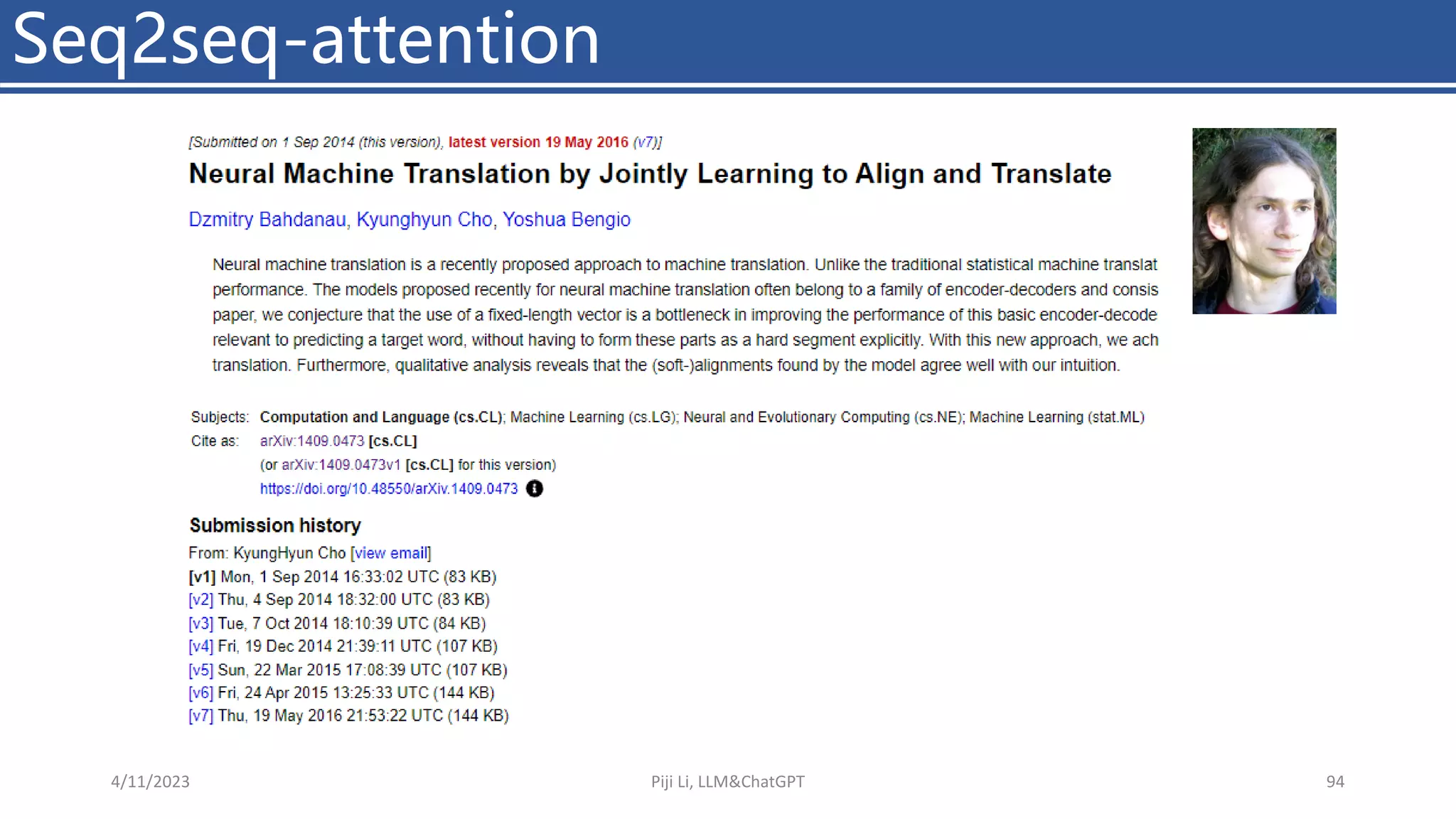 Seq2seq-attention
4/11/2023 Piji Li, LLM&ChatGPT 94
 