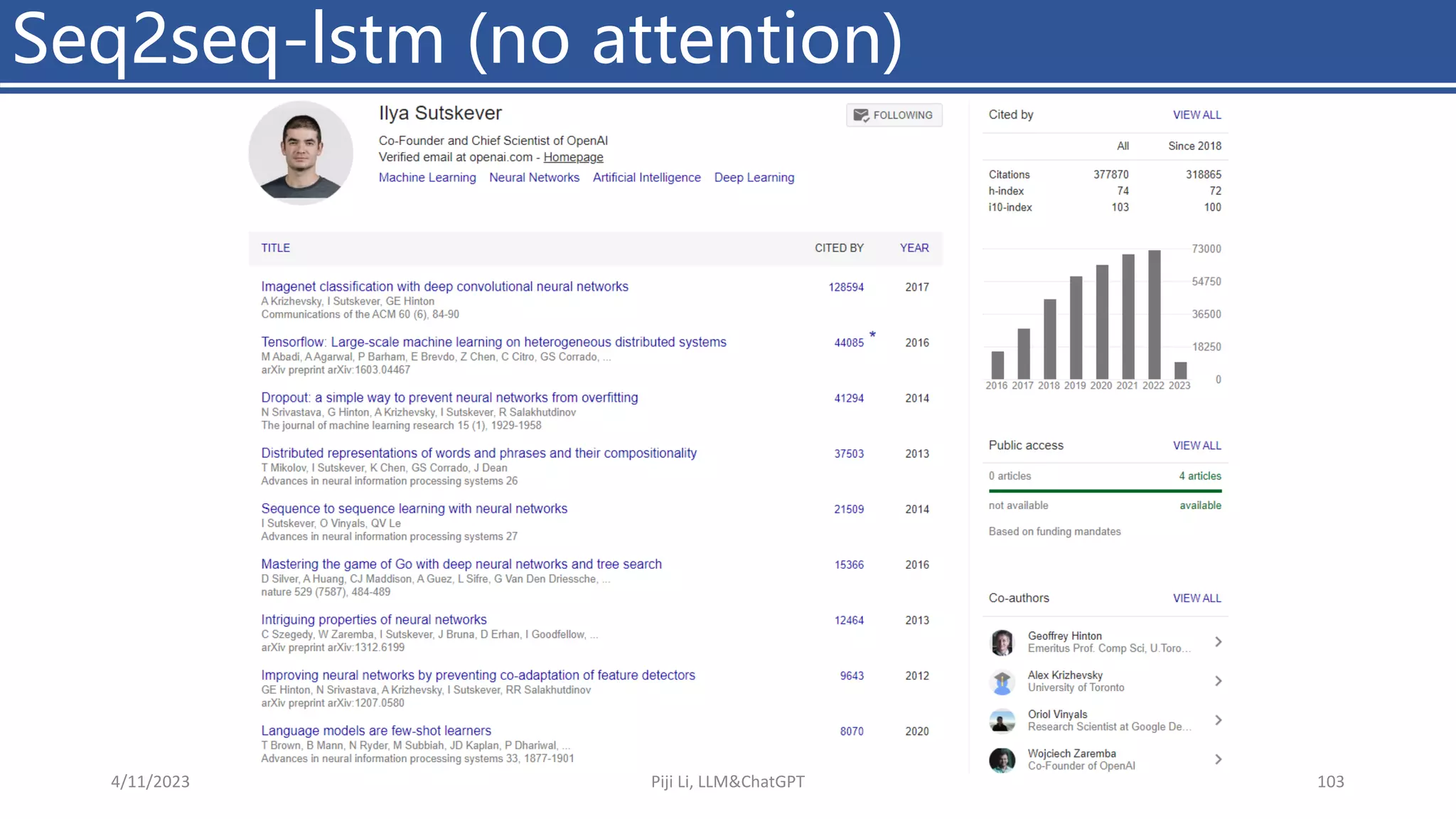 Seq2seq-lstm (no attention)
4/11/2023 Piji Li, LLM&ChatGPT 103
 