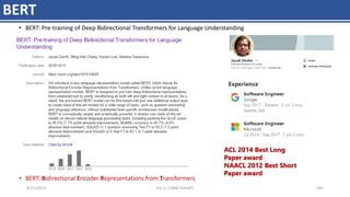 BERT
• BERT: Pre-training of Deep Bidirectional Transformers for Language Understanding
• BERT: Bidirectional Encoder Representations from Transformers
4/11/2023 Piji Li, LLM&ChatGPT 181
ACL 2014 Best Long
Paper award
NAACL 2012 Best Short
Paper award
 
