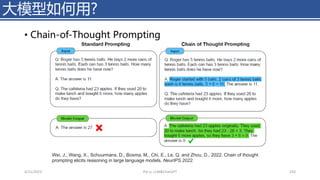 • Chain-of-Thought Prompting
大模型如何用?
4/11/2023 Piji Li, LLM&ChatGPT 250
Wei, J., Wang, X., Schuurmans, D., Bosma, M., Chi, E., Le, Q. and Zhou, D., 2022. Chain of thought
prompting elicits reasoning in large language models. NeurIPS 2022.
 