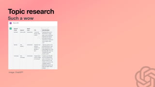 Topic research
Such a wow
Image: ChatGPT
 