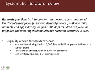 The influence of livestock products (LP) on nutrition during the first 1000 days