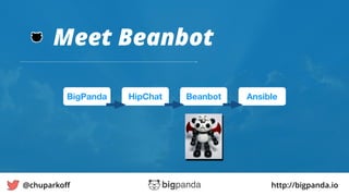 http://bigpanda.io@chuparkoﬀ 43
BigPanda HipChat Beanbot Ansible
Meet Beanbot
 