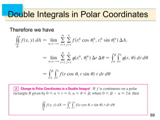 6969
Double Integrals in Polar Coordinates
Therefore we have
 