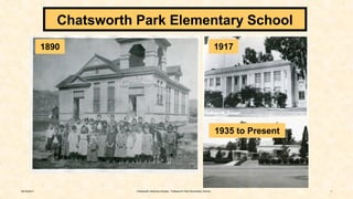 09/16/2017 1
Chatsworth Park Elementary School
1890 1917
1935 to Present
Chatsworth Historical Society - Chatsworth Park Elementary School
 