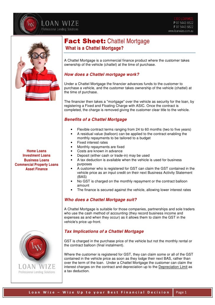 Chattel Mortgage Fact Sheet
