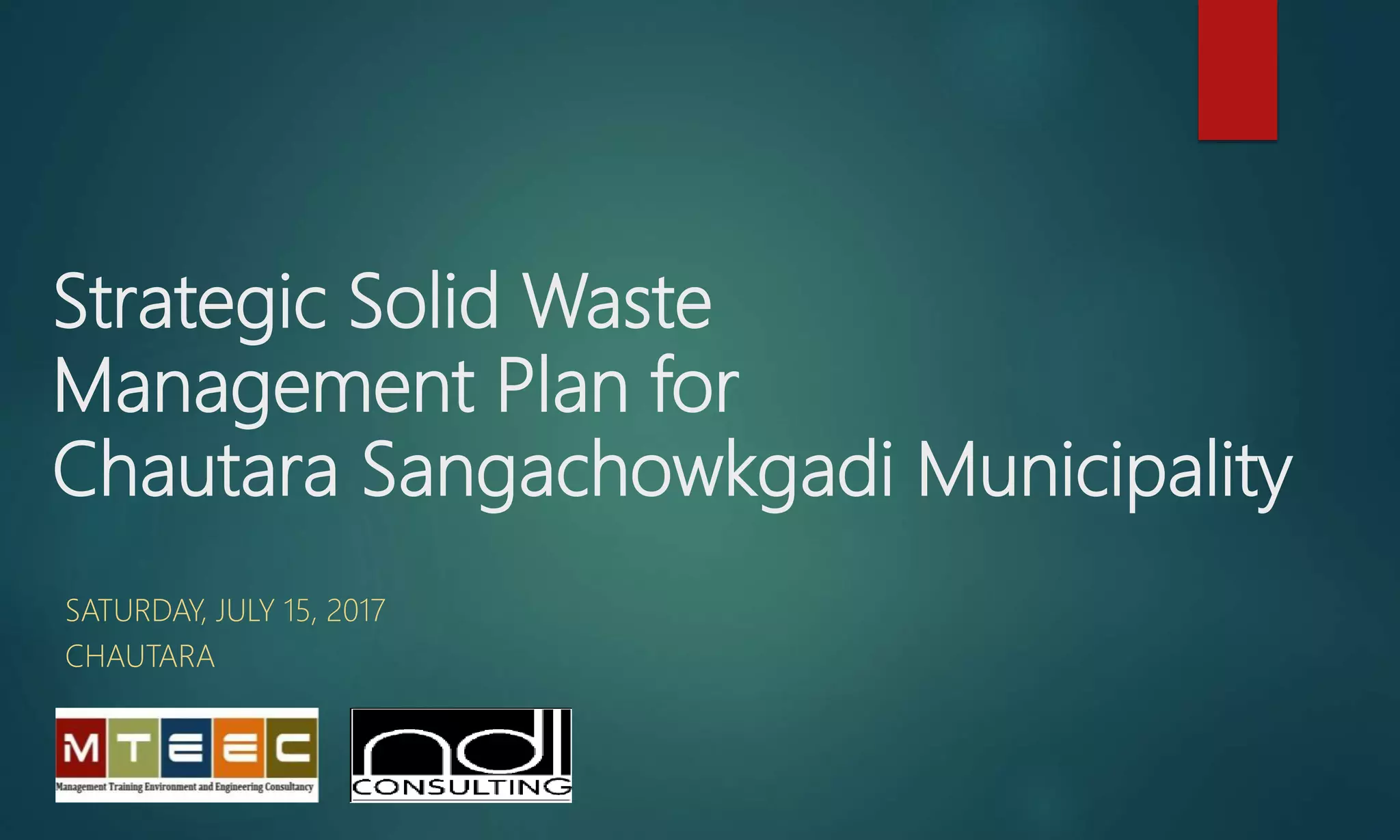 Strategic Solid Waste Management Plan for Municipalities: Chautara ...