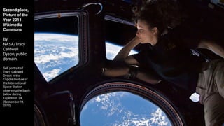 Second place,
Picture of the
Year 2011,
Wikimedia
Commons
By
NASA/Tracy
Caldwell
Dyson, public
domain.
Self portrait of
Tr...