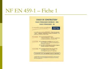 NF EN 459-1 – Fiche 1 