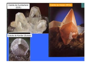 Calcite de Cumberland
(G.B.)
Calcite de Holzen (RFA)
Calcite de Kander (Suisse)
 
