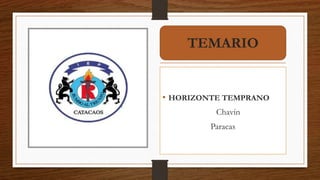 TEMARIO
• HORIZONTE TEMPRANO
Chavín
Paracas
 