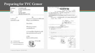 Preparing for TVC Censor
Chayaporn Poolpokar : 083-970-8783 80
 